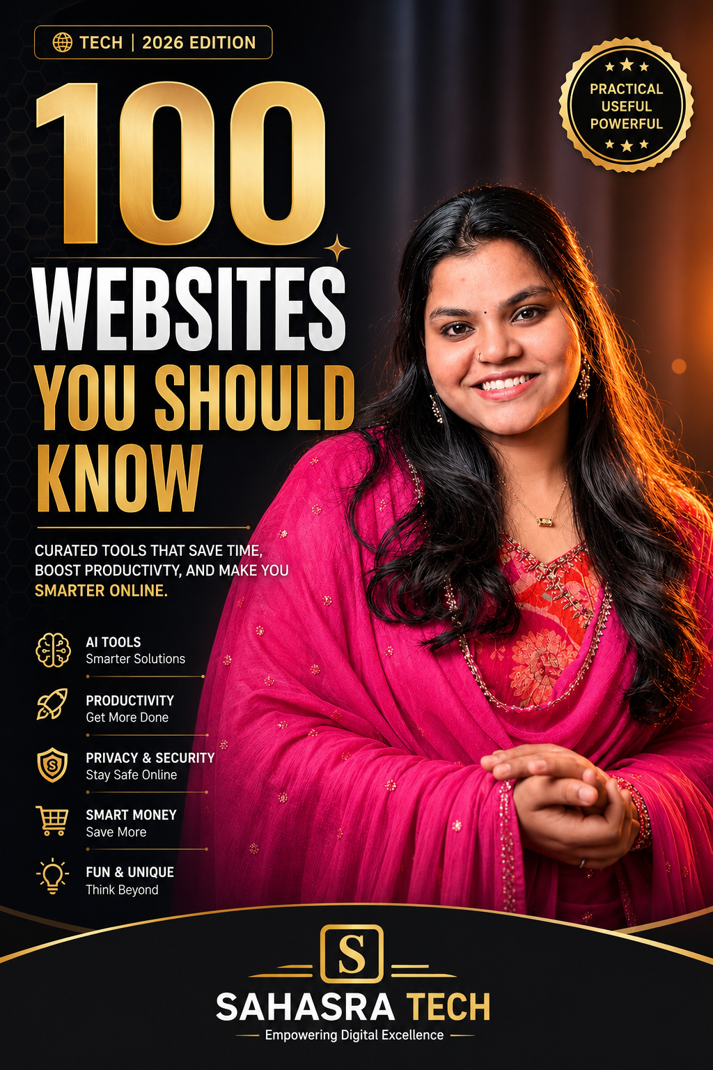 100 Websites You Should Know — The Internet Toolkit eBook cover showing dark premium design with gold text
